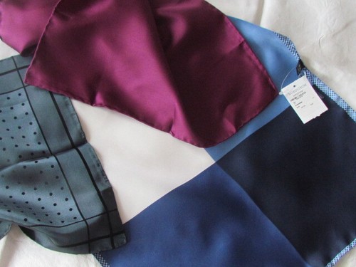 Lot Pure Italian Silk Abstract Pocket Square Purse scarf Vintage Polka Dots Dion - Picture 2 of 9