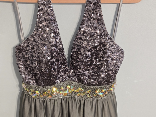 Cire A Division Of Landa Women's Gray Dress W/ Rhinestone Bodice Size 8 Formal - Picture 2 of 13