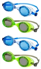 DOLFINO CHILD SWIM GOGGLES 4 PACK Impact RESISTANT, 2 Green & 2 Blue, Brand New