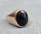 Genuine Black Onyx Men's Signet Ring Vintage Copper Men's Onyx Jewelry For Gift