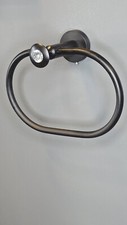 Designer Towel Ring- Diamond Crystal Glass Accent, Matte Black - Handcrafted