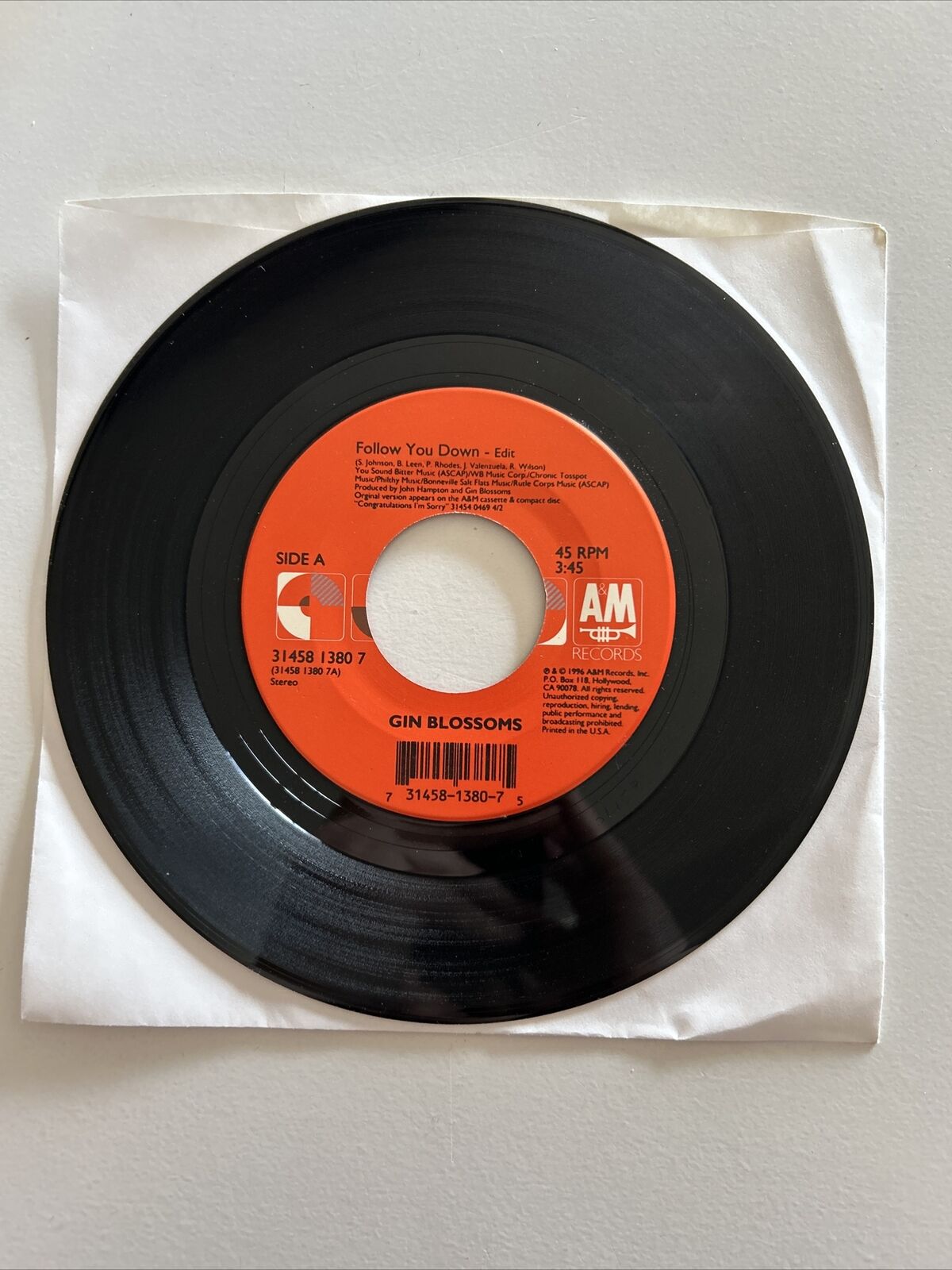 Gin Blossoms Follow You Down Till I Hear It From You A&M Records 45 R3602
