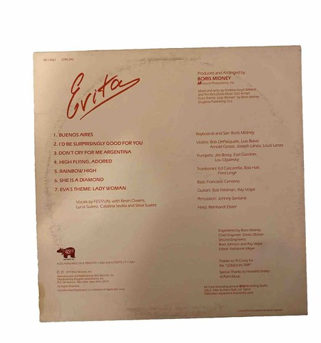 Evita Broadway remixed By Festival Original Vinyl LP 1979 disco dance - Picture 2 of 3
