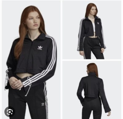 Adidas Bellista Cropped Track Jacket Black Womens Size S