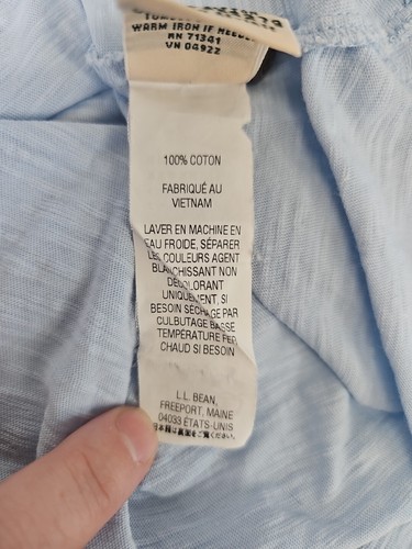 LL Bean Womens 3/4 Sleeve V Neck Cotton Shirt Sz XL Blue Tunic Top Casual Blouse - Bild 6 von 9