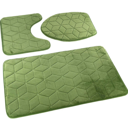 3 Tlg. Set Badematte Badteppich Badvorleger Blau Braun Beige Grau Turkis Schwarz - Bild 26 von 31
