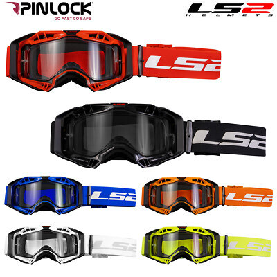 LS2 AURA ENDURO MOTOCROSS BRILLE MOTORRAD ATV QUAD DIRTBIKE KLAR PINLOCK