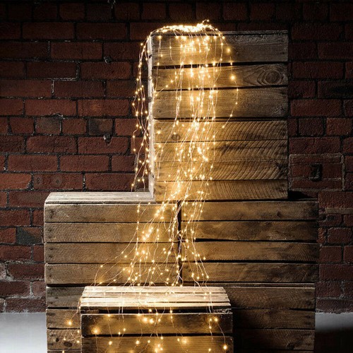 Solar Copper Led String Lights Outdoor Waterfall Fairy Icicle Lamp Garden EOB - Picture 3 of 8