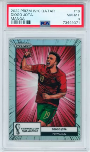2022 Diogo Jota Panini Prizm World Cup Manga Portugal Case Hit Card SSP PSA 8