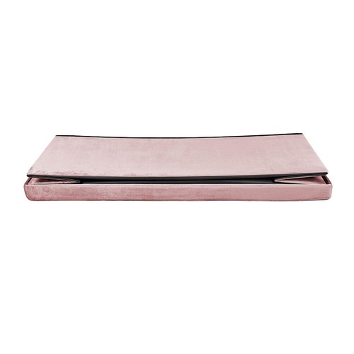 Cofre otomano plegable extra grande tela terciopelo rosa caja de almacenamiento que ahorra espacio - Imagen 5 de 6