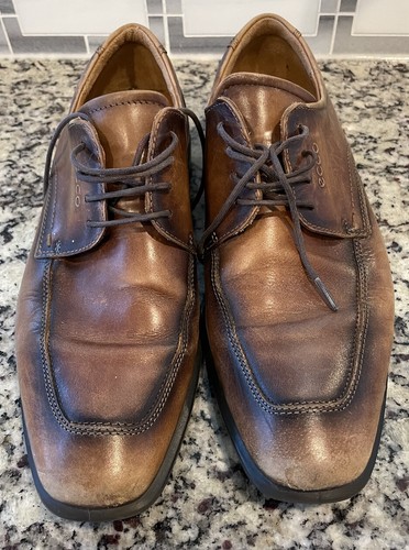 Scarpe eleganti uomo Ecco Cario pelle marrone punta grembiule uomo 10 extra larghe - Foto 4 di 10