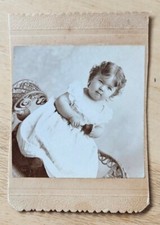 Fair Haven, VT Cabinet Card adorable baby with bell, ID Fowler by E.E. Reynolds