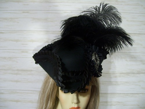 Schwarz MINI Dreihorn Mütze Halloween Piratenhut, Marie Antoinette Mini Dreihorn Mütze - Bild 5 von 6
