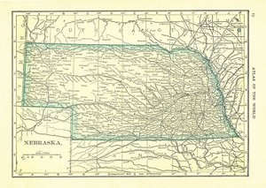 1911 Vintage Atlas Map Page - Kansas on one side and Nebraska on the other side