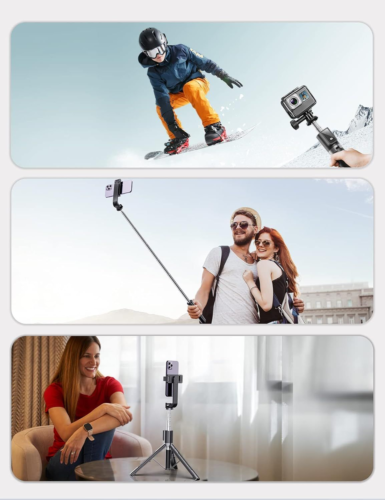 Selfie Stick Phone Tripod with Remote, Portable Extendable 50 50 inch, Black - Picture 9 of 9