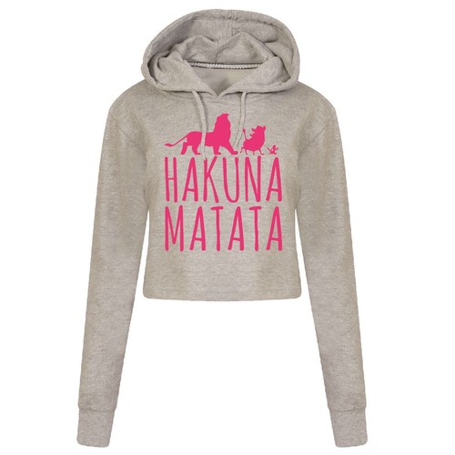 Hakuna Matata NUEVA Top Rey León Broma Damas Crophood Sudadera con Capucha - Imagen 17 de 21
