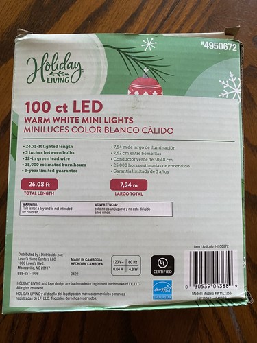 Holiday Living 100ct LED warmweiße Mini Weihnachtslichterkette grüner Draht Neu im Karton - Bild 2 von 4