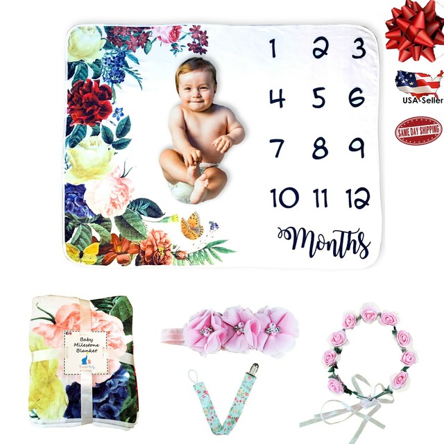 personalized baby monthly milestone blanket
