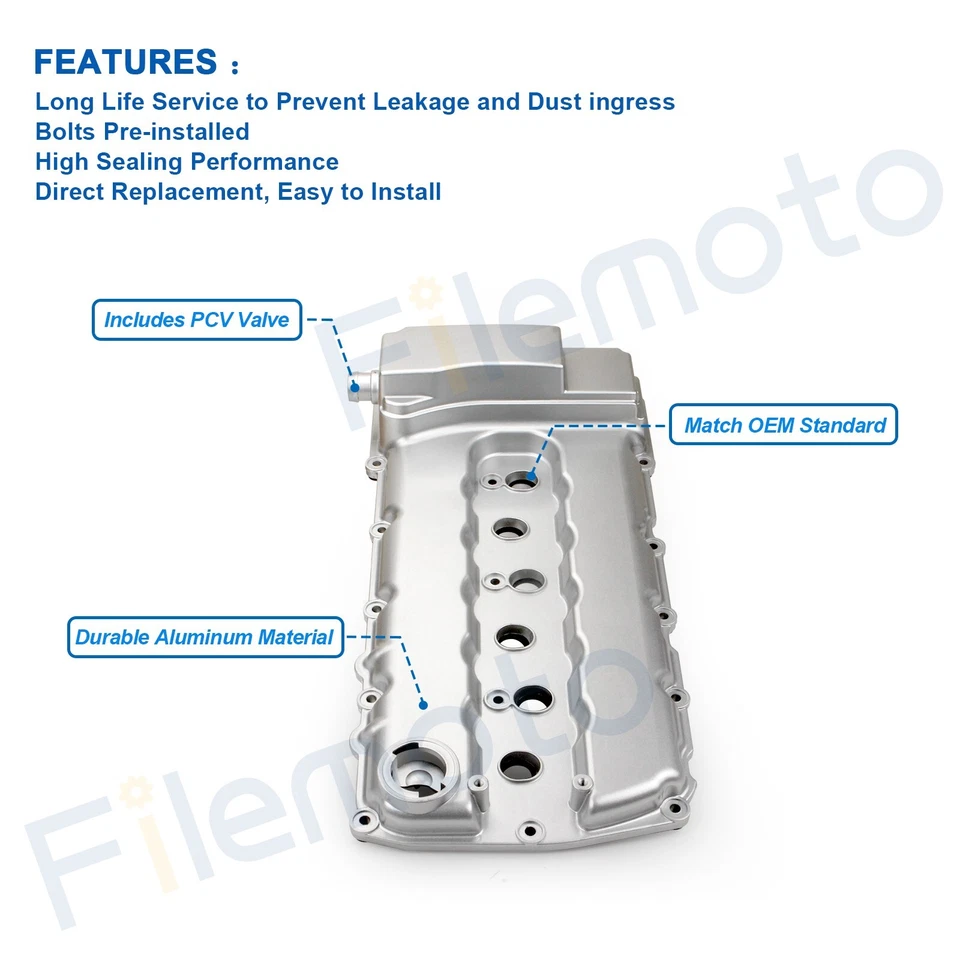 Cubierta de válvula de motor de aluminio con junta para Audi Q7 Volkswagen Passat Touareg 3,6 L Foto 2 de 4