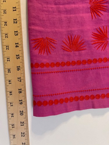 Boden Womens Linen Skirt Pink Knee Length Red Floral Embroidery Detail Size 2 - Picture 5 of 8