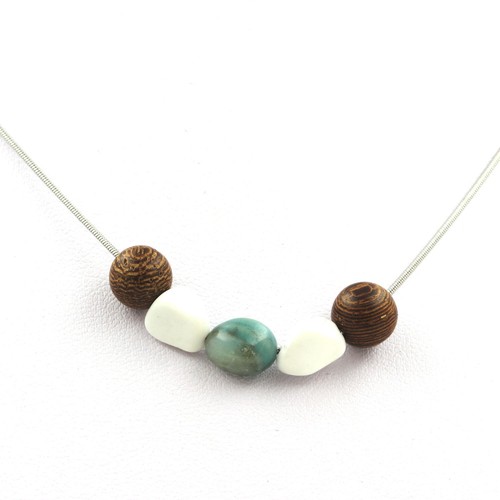 Avalaya Collana In Corda Nera Con Perline Di Legno Graduate Gialle