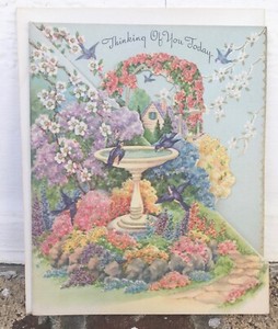 Vintage Wallace Brown, Inc. "Thinking of You Today" Greeting Card /Ornate Design
