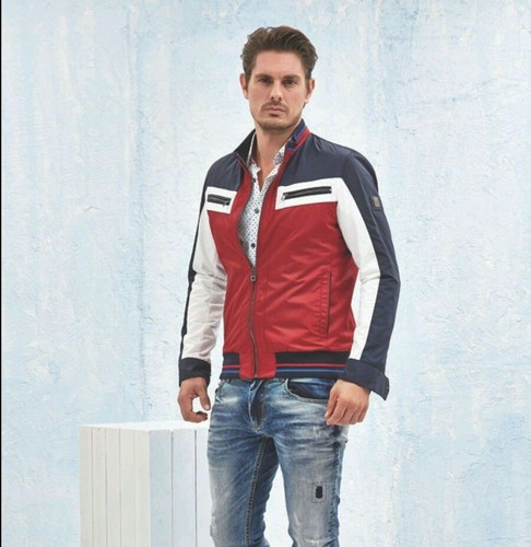 Moda Italiana Giacca Alla Mondo Bianco Nere Zip Uomo Casual Tasche Con rosso w5wRqt
