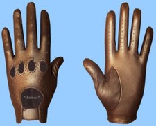 GENUINE KID LEATHER DRIVING GLOVES - NEW MENS size 8.5 or Medium METALLIC BRONZE