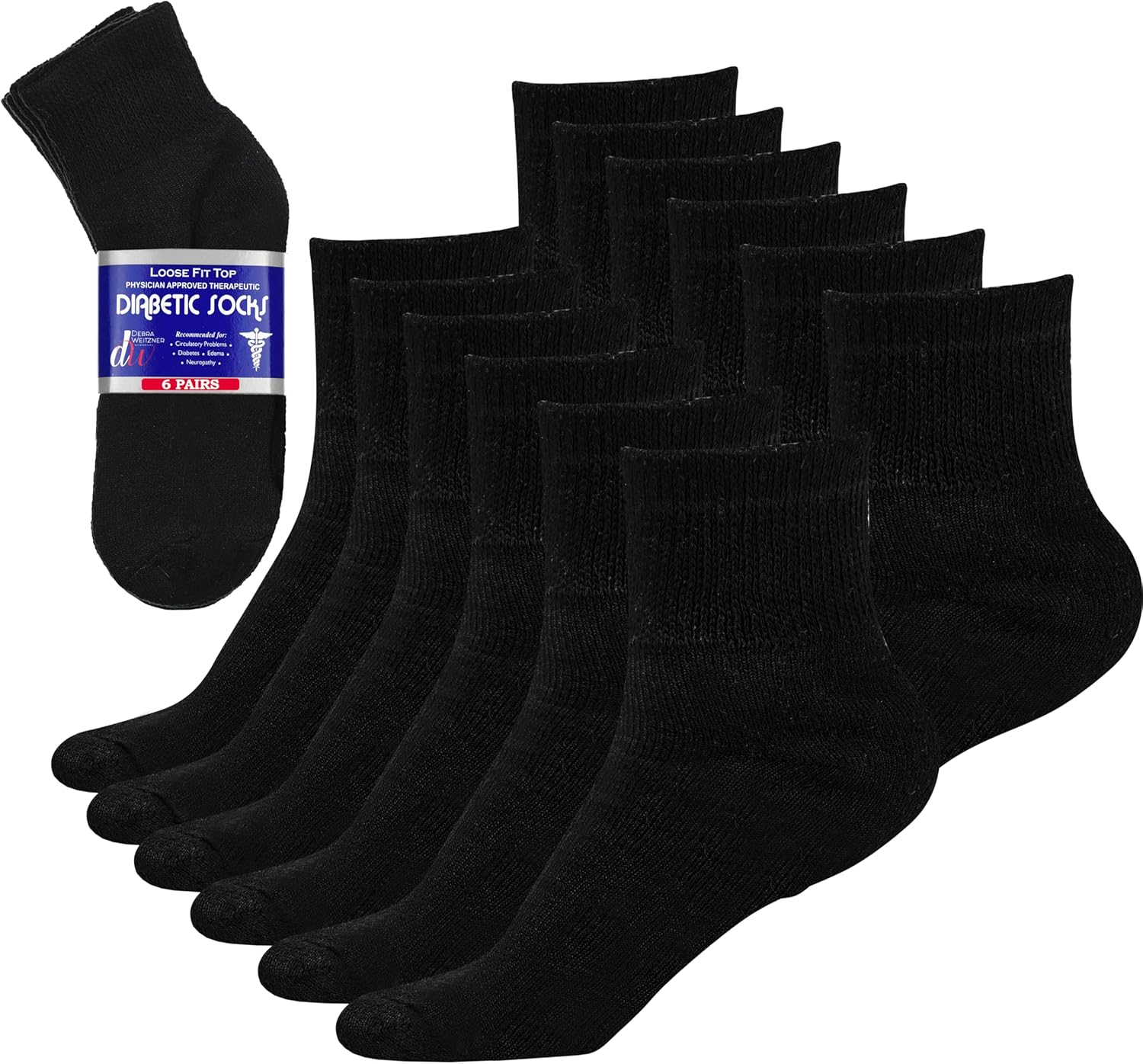 Diabetic Ankle Socks Mens Womens Non-Binding Socks Loose Fit 6 Pairs-image