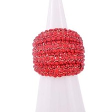 GOLD STRETCH RING WITH RED RHINESTONES  1251 