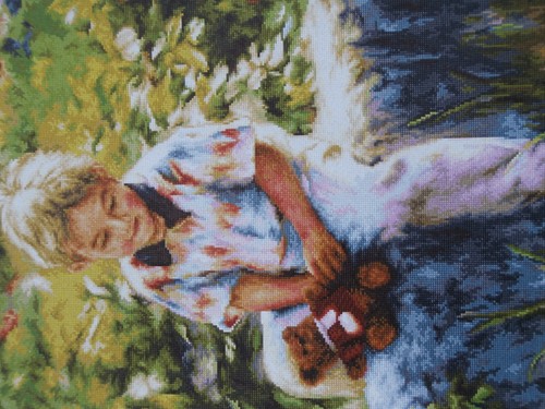 Luca-S Kreuzstich Set - Best Friends - 31 x 46,5 cm - Junge Teddy Garten Blume - Bild 3 von 7
