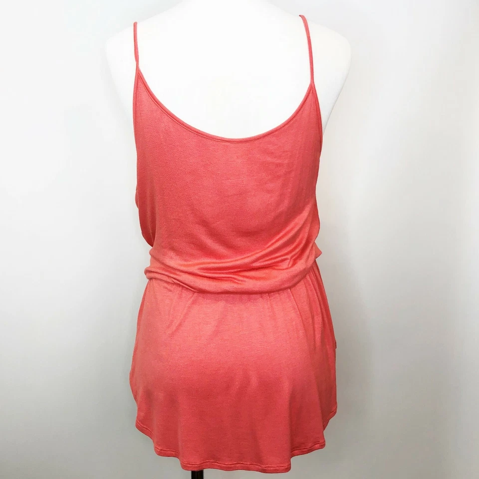 New Madigan sz M Crossover Deep V Neck Drape Tank Top Cami coral Peplum Knit  - Imagem 3 de 4