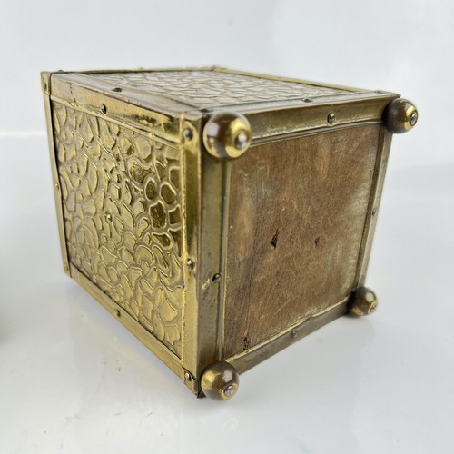 Antike Holz und Messing Schatulle Vintage Englisch Behälter the 1930 - Bild 7 von 12