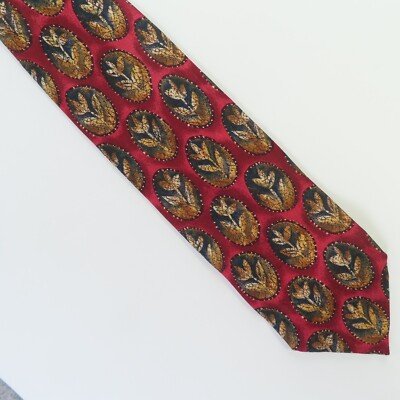Robert Talbott Tie Mens Silk Red Floral 3.75'' 55'' Long Italy Omaggio Hand Sewn