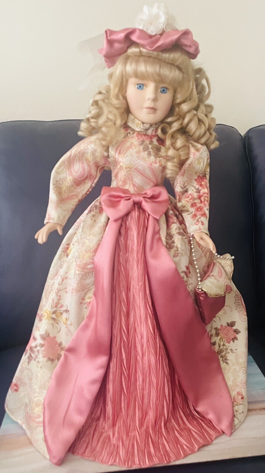 Porcelain Victorian Doll Collectors Choice Series by DanDee 20 Inch Tall with Stand - FF