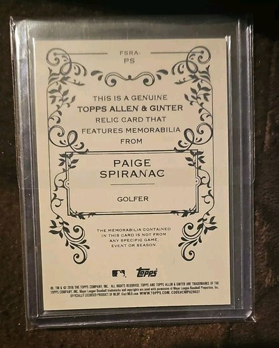 2018 Topps Allen & Ginter Full-Size Relics A Paige Spiranac #FSRA-PS Rookie RC - Imagen 2 de 2