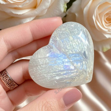 Natural Rainbow Moonstone Heart Shape Palm Stone Moonstone Stone Birthday Gift