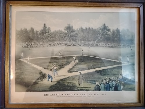 Currier & Ives Vintage Print "The American National Game of Base Ball" 1960's - 第 2/9 張圖片