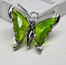 Genuine 925 Sterling Silver Butterfly Necklace Pendant Charm Green CZ Stones NEW