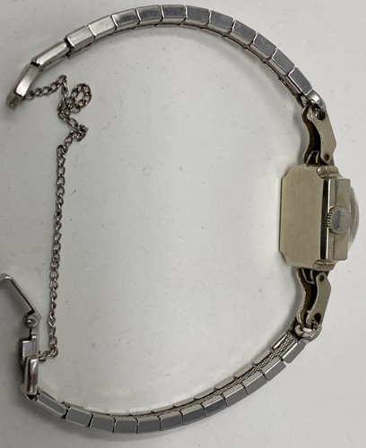 Vintage Kingston Ladies Watch 14K white Gold Case w/ Diamonds w/ Goldfilled Band - Picture 3 of 9