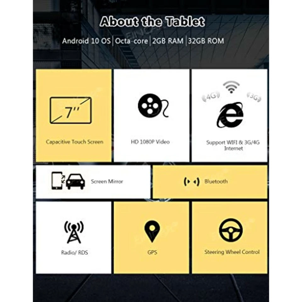 Octa Core Android 10.0 32GB 7" Double 2DIN Car GPS Navigation Stereo Radio Cam - Image 3 of 4