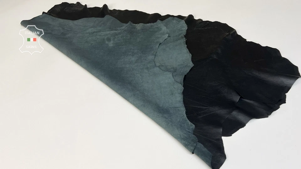 BLACK TEXTURED EMBOSSED Thin Soft Italian Lamb Leather 2 skins 16sqf 0.6mm B7962 - Image 3 of 4