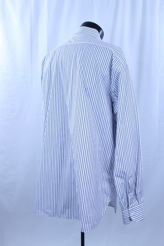 Camicia elegante uomo Brioni abbottonata 17,5/44 Made Italy piatta L 36/37 blu a righe - Foto 8 di 24