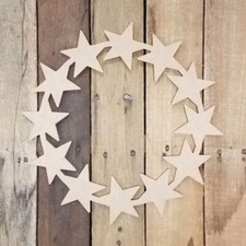 Unfinished DIY Wooden Stars Wreath Cut Out - Paint Your own 4th of July Decor