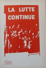 Affiche mai 68 LA LUTTE CONTINUE / VIGILENCE poster may  DOBSON 5 6