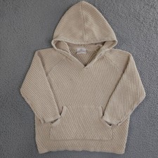 Hanna Andersson Sweater Girls 110 US 5 Beige Hoodie Hooded Knit Pullover Cotton