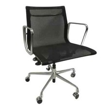 Herman Miller Eames Aluminum Group Mid Back Chair in Black Mesh