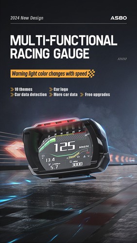 HUD Gauge Car Head Up Display OBD2 Digital Speedometer Turbo RPM Oil Temp Alarm - Picture 6 of 23