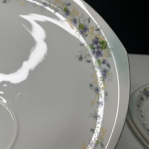 Lefton China Triangular Sweet Violets Snack Toast & Tea Set 1074v Hand Painted - Picture 11 of 12