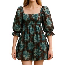 Milkmaid Dress Large Dark Floral Whimsigoth Dark Romantic Coquette Cottagecore